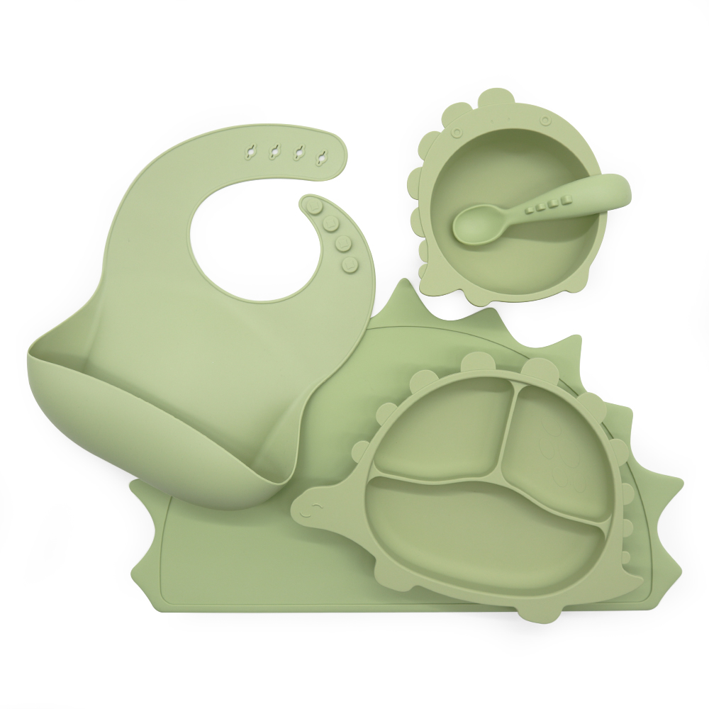 Dinosaur Silicone Baby Feeding Set Design